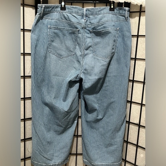 Code Bleu Striped Blue Denim WOMENS WIDE LEG CROP JEANS COSTAL, PLUS SIZE 16W - Picture 7 of 10